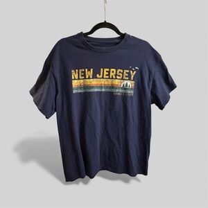 New Jersey Garden State Retro Graphic T-Shirt Short Sleeve Crewneck Tee L